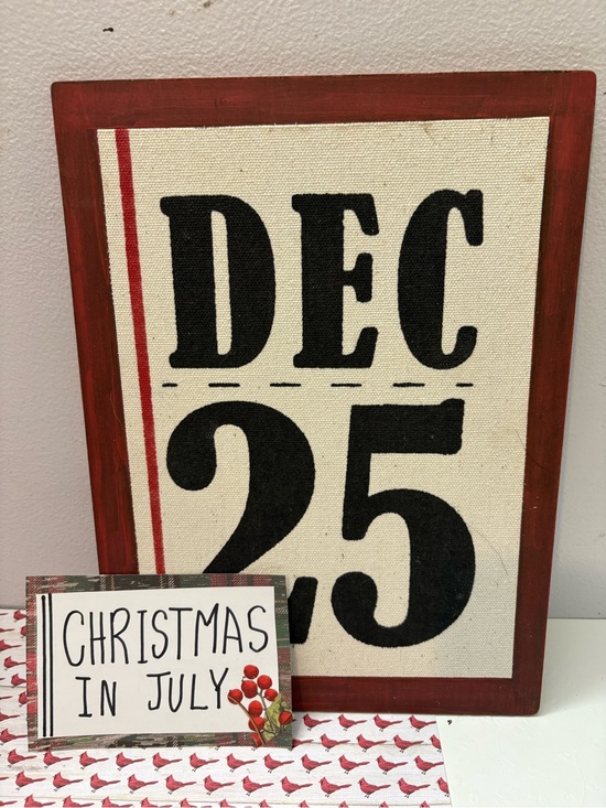 Other - Holiday 'DEC 25' Red and Cream Decorative Wall Sign